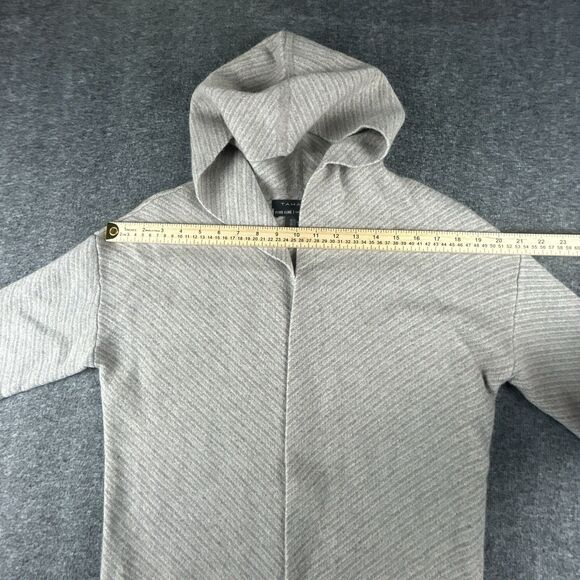 Tahari 100% Cashmere Open Front Long Cardigan Womens Sz XS Beige Hooded 36” Long - Picture 5 of 8